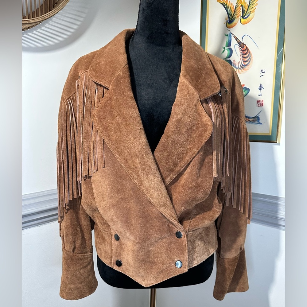 Vintage Yearbook  brown western style suede coat medium